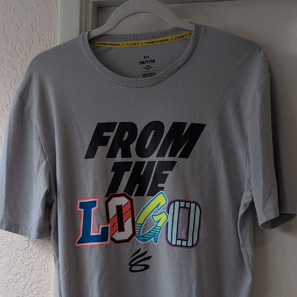 Under Armour Steph Curry Gray 'From The Logo' Graphic Tee Loose Fit Crew Logo Sm